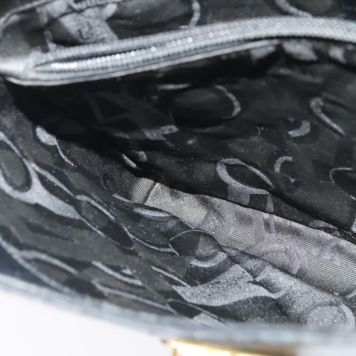 Salvatore Ferragamo Gancini Shoulder Bag Leather Black Gold Auth 137128