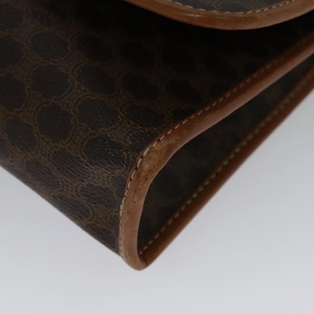 CELINE Macadam Canvas Shoulder Bag PVC Leather Brown Gold Auth 137130