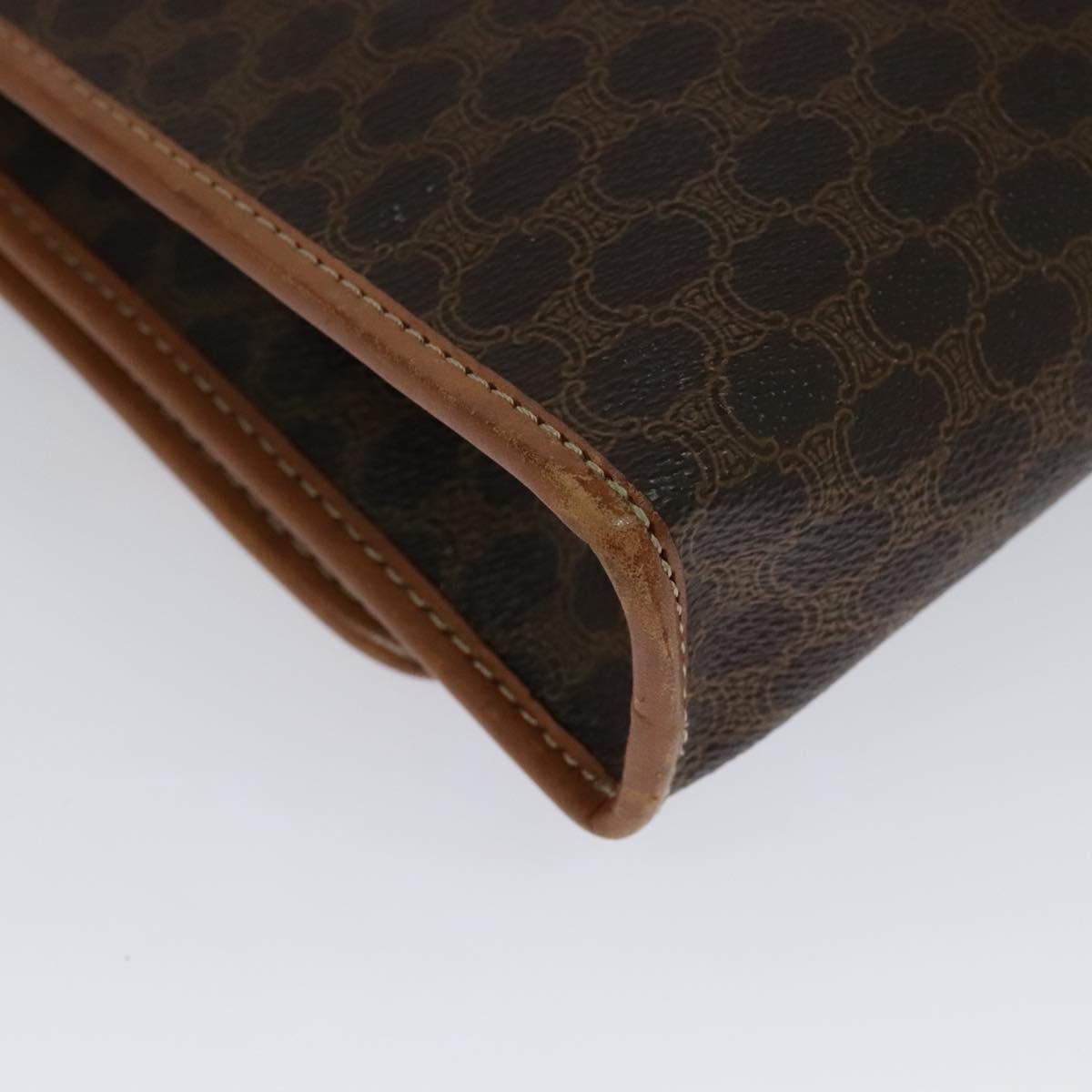 CELINE Macadam Canvas Shoulder Bag PVC Leather Brown Gold Auth 137130