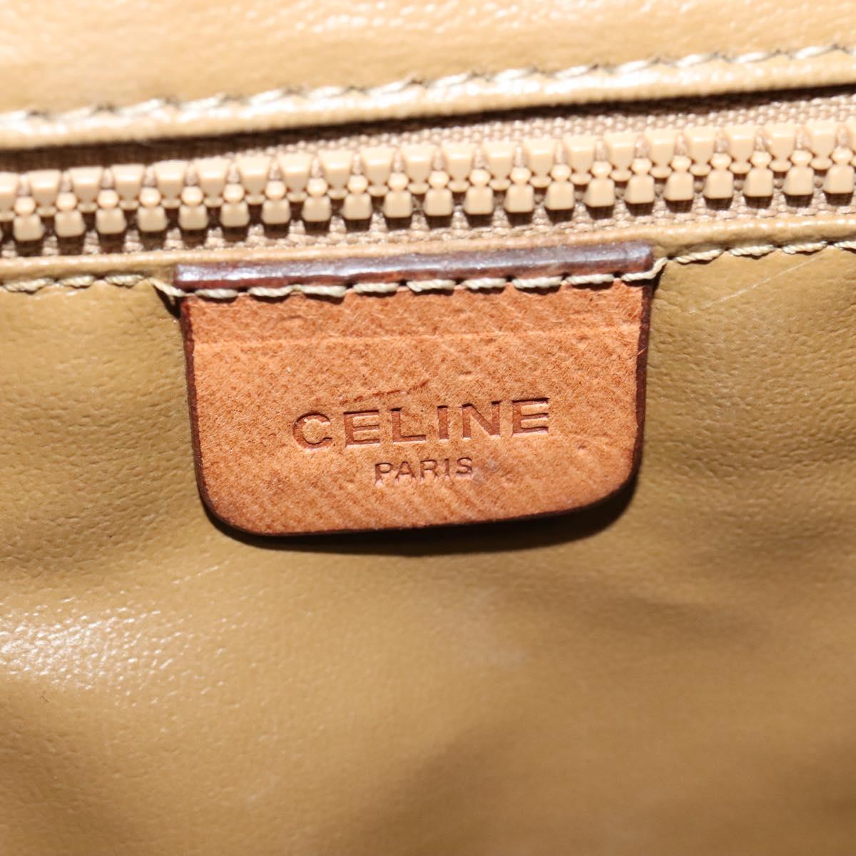 CELINE Macadam Canvas Shoulder Bag PVC Leather Brown Gold Auth 137130