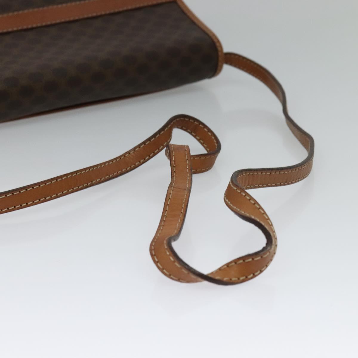 CELINE Macadam Canvas Shoulder Bag PVC Leather Brown Gold Auth 137130