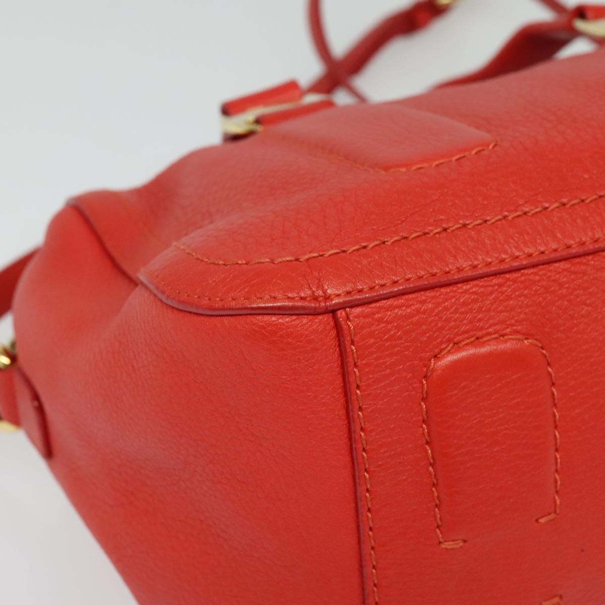 Salvatore Ferragamo Vala Hand Bag Leather 2way Red Gold Auth 137172