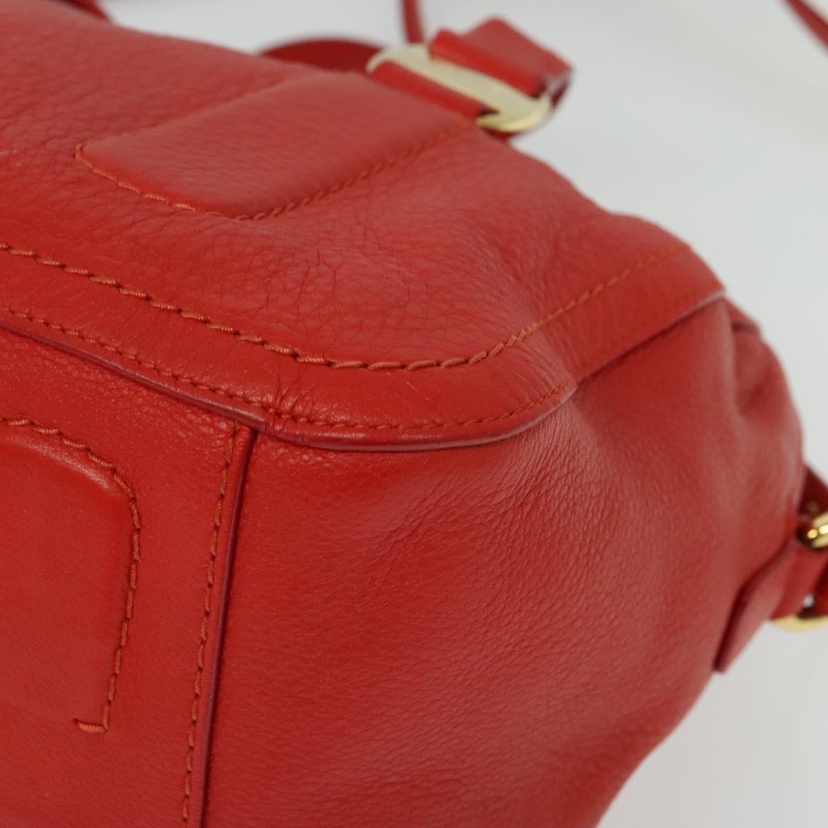 Salvatore Ferragamo Vala Hand Bag Leather 2way Red Gold Auth 137172