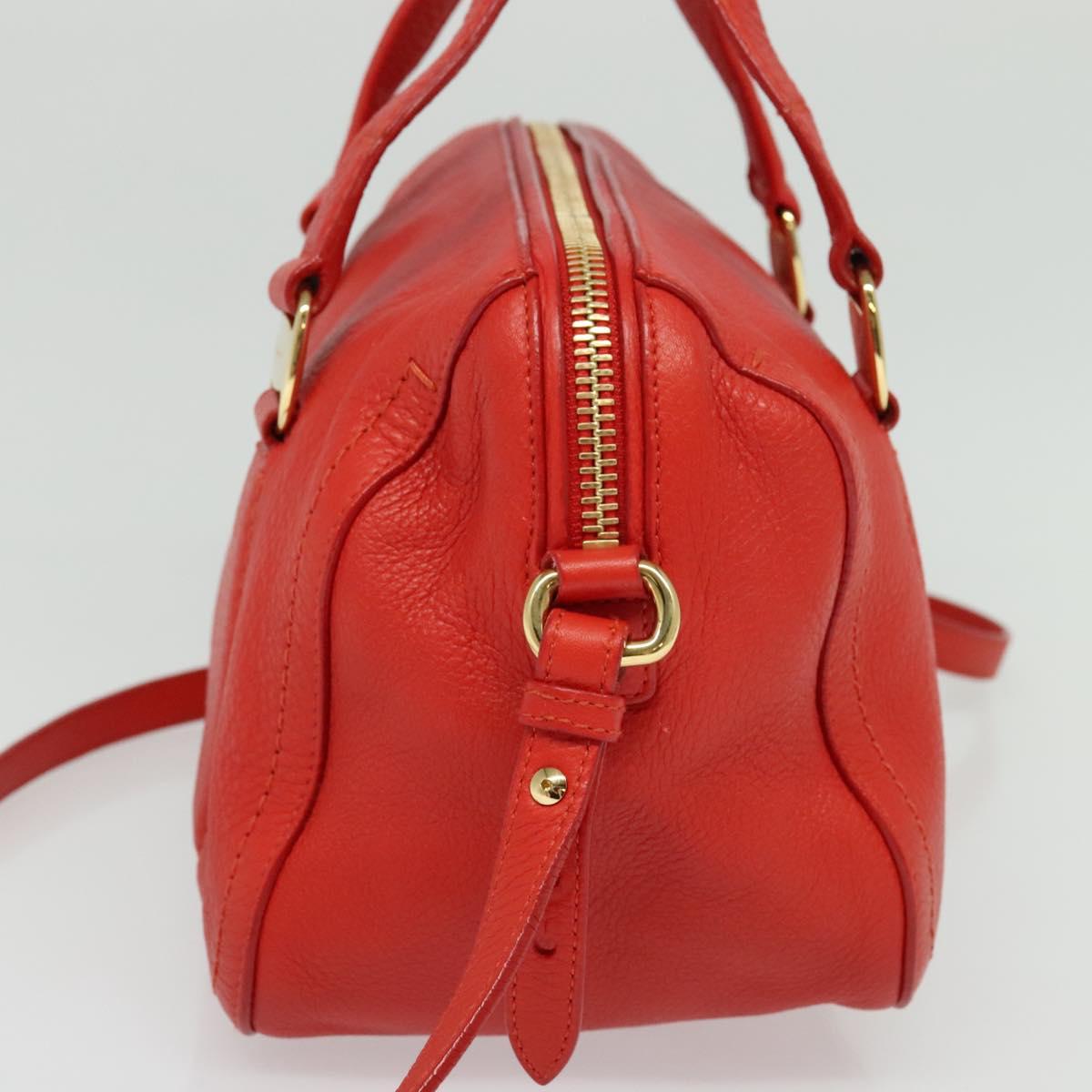 Salvatore Ferragamo Vala Hand Bag Leather 2way Red Gold Auth 137172