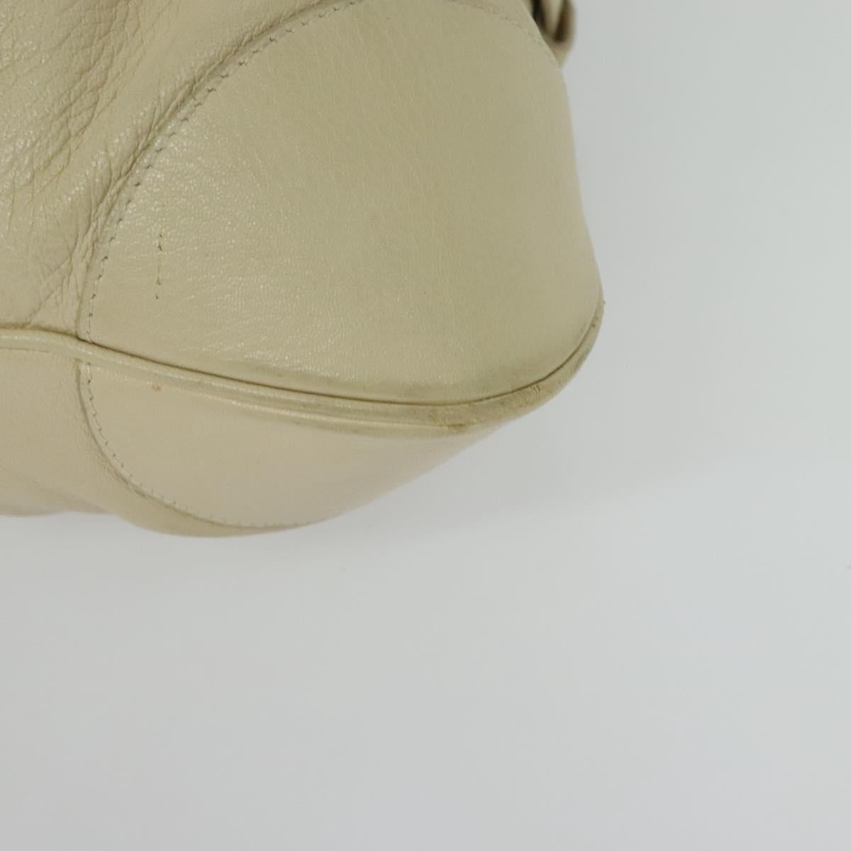 Salvatore Ferragamo Gancini Tote Bag Leather Beige Silver Auth 137173