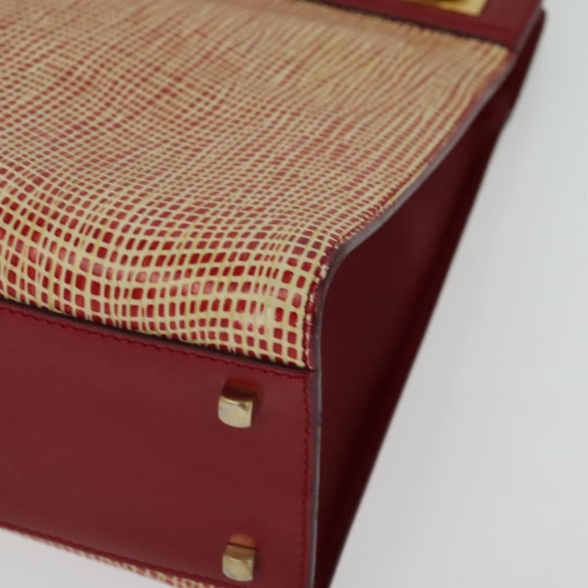 Salvatore Ferragamo Gancini Hand Bag Leather Red Gold Auth 137177