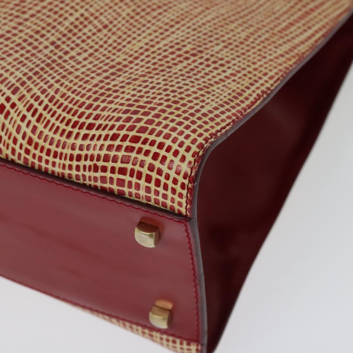 Salvatore Ferragamo Gancini Hand Bag Leather Red Gold Auth 137177