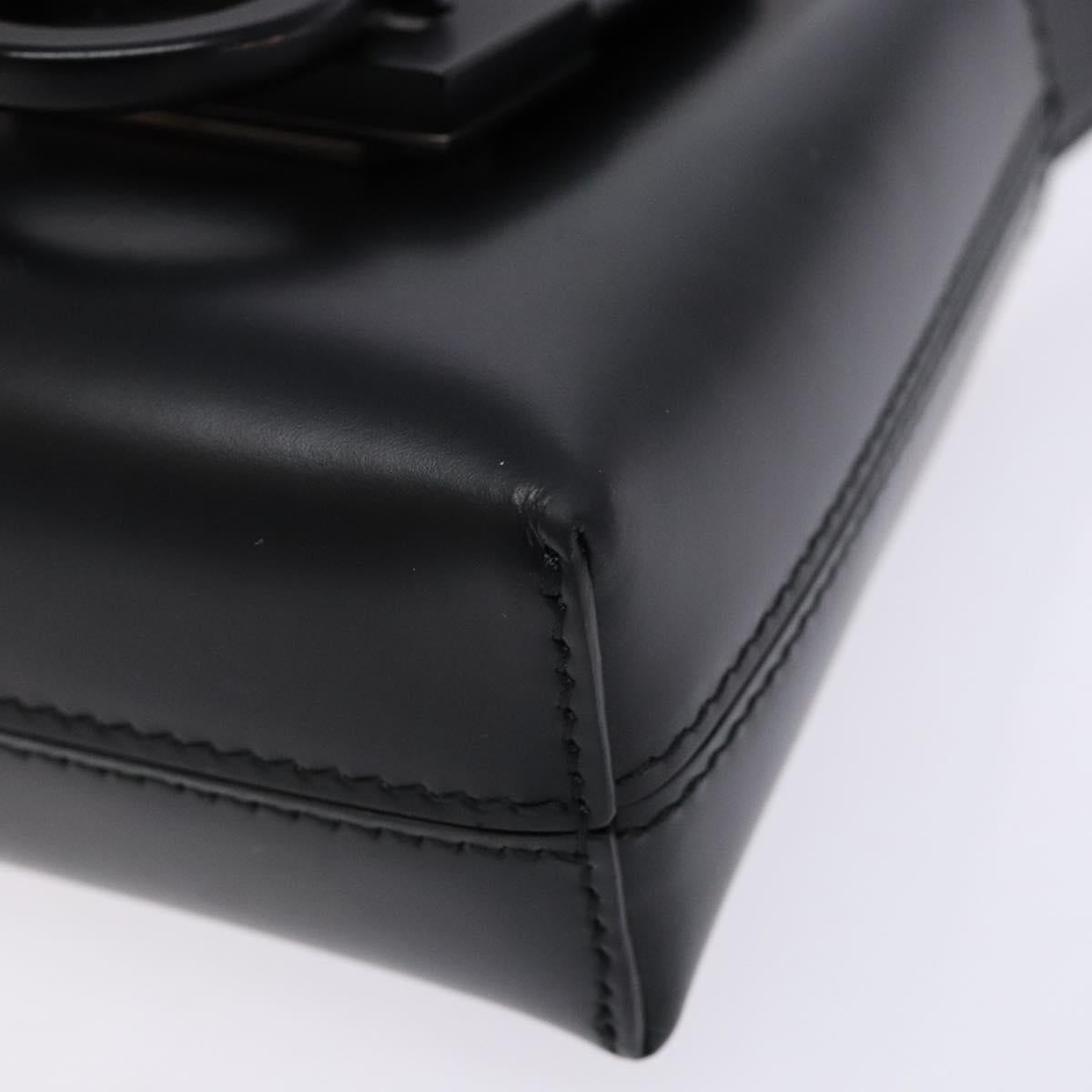 Salvatore Ferragamo Gancini Hand Bag Leather Black Silver Auth 137178