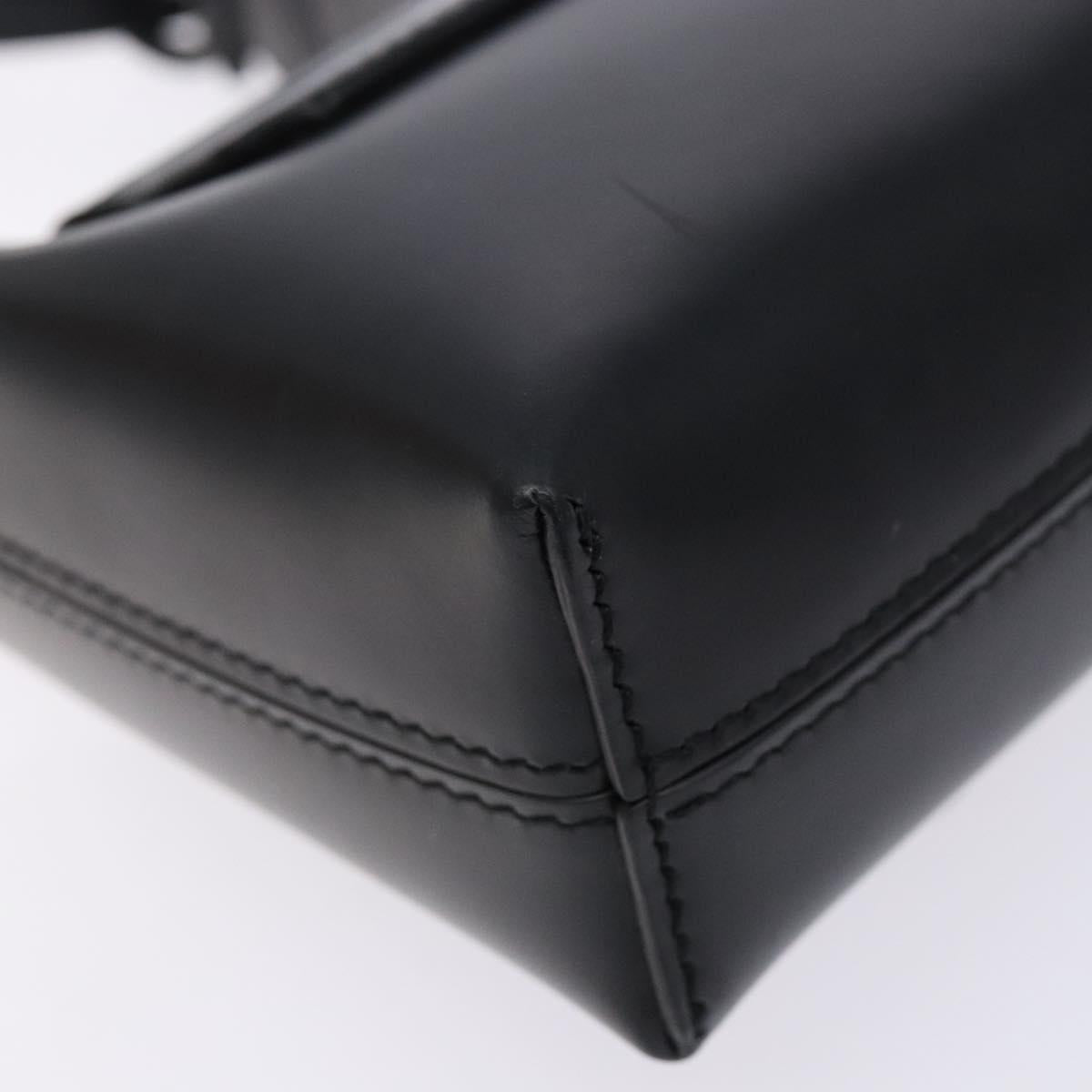 Salvatore Ferragamo Gancini Hand Bag Leather Black Silver Auth 137178