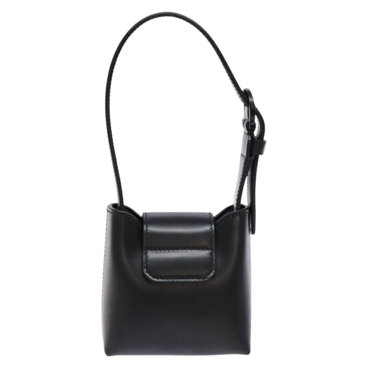 Salvatore Ferragamo Gancini Hand Bag Leather Black Silver Auth 137178