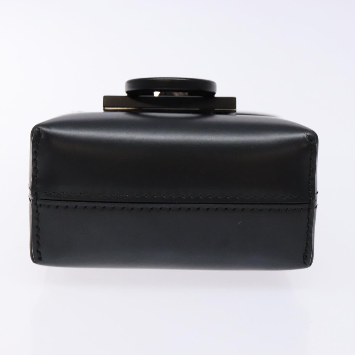 Salvatore Ferragamo Gancini Hand Bag Leather Black Silver Auth 137178