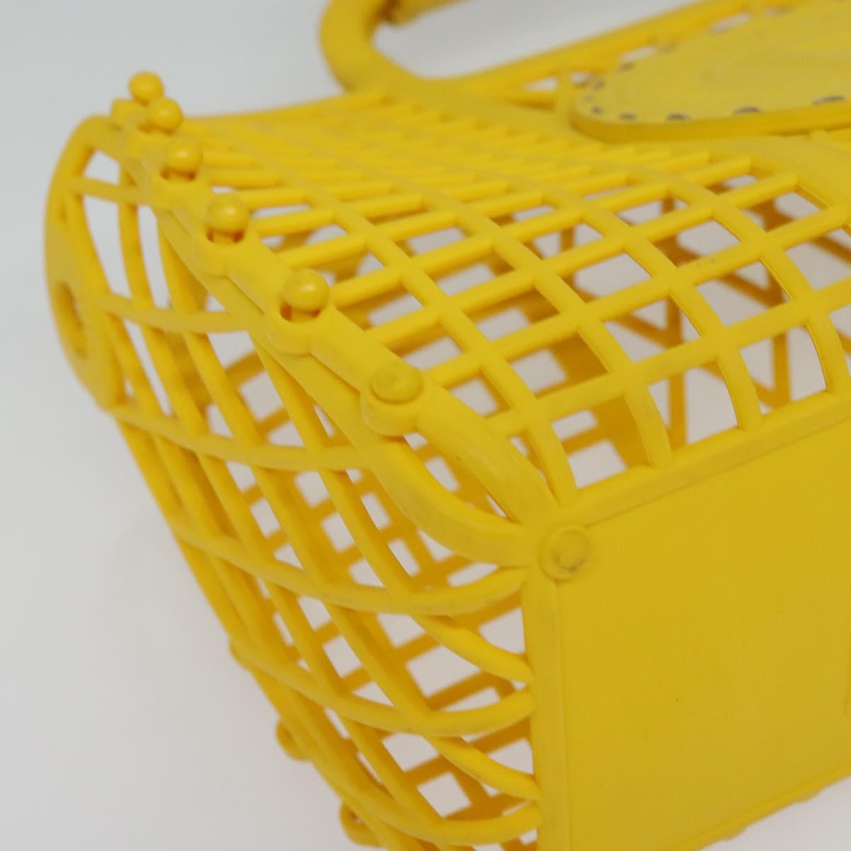 FENDI Basket Hand Bag Plastic Yellow Gold Auth 137182