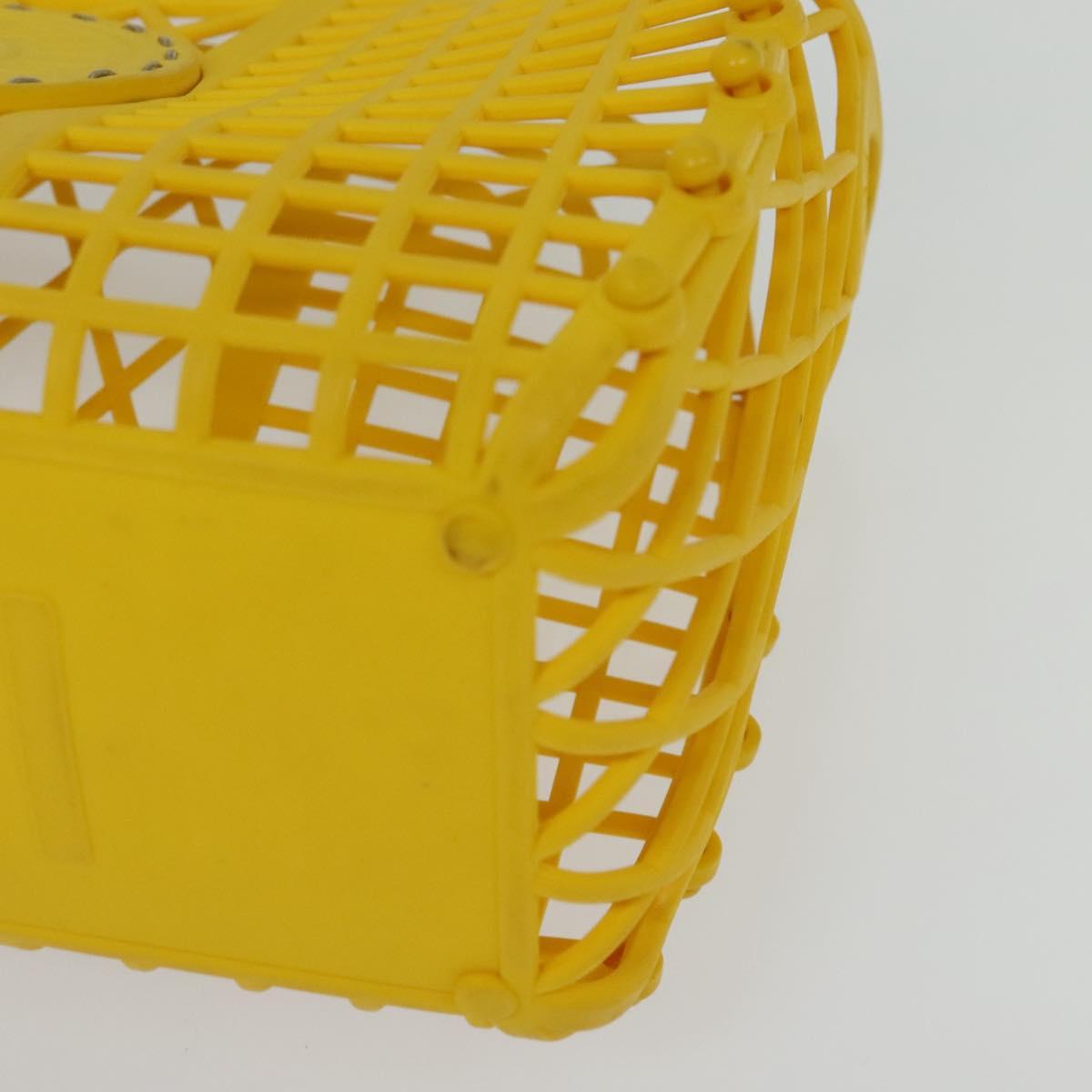 FENDI Basket Hand Bag Plastic Yellow Gold Auth 137182
