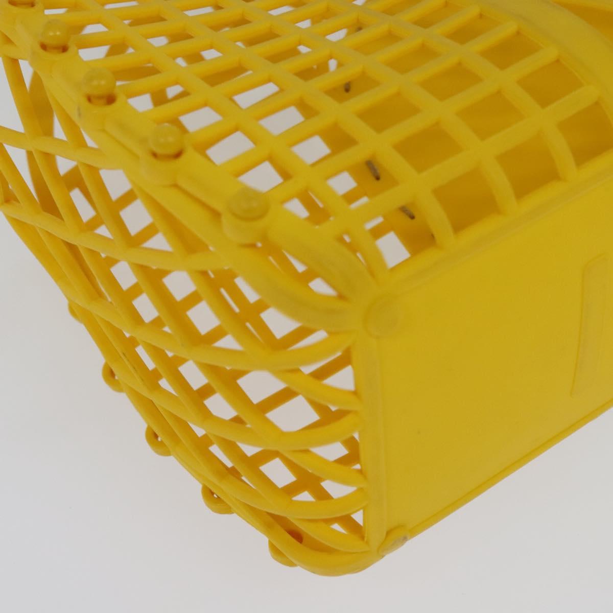 FENDI Basket Hand Bag Plastic Yellow Gold Auth 137182