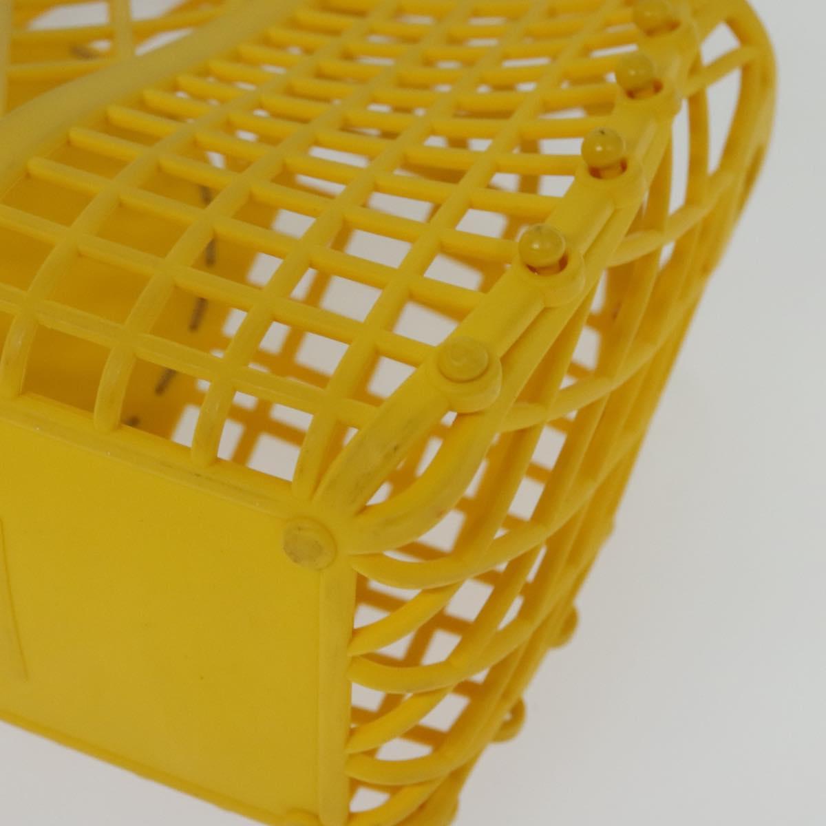 FENDI Basket Hand Bag Plastic Yellow Gold Auth 137182