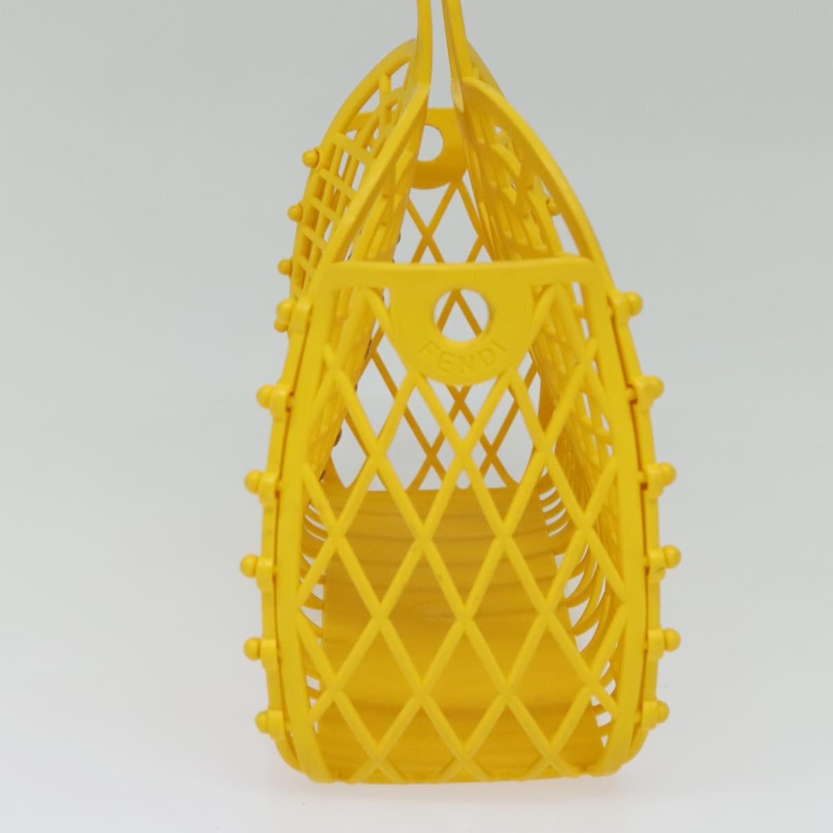 FENDI Basket Hand Bag Plastic Yellow Gold Auth 137182