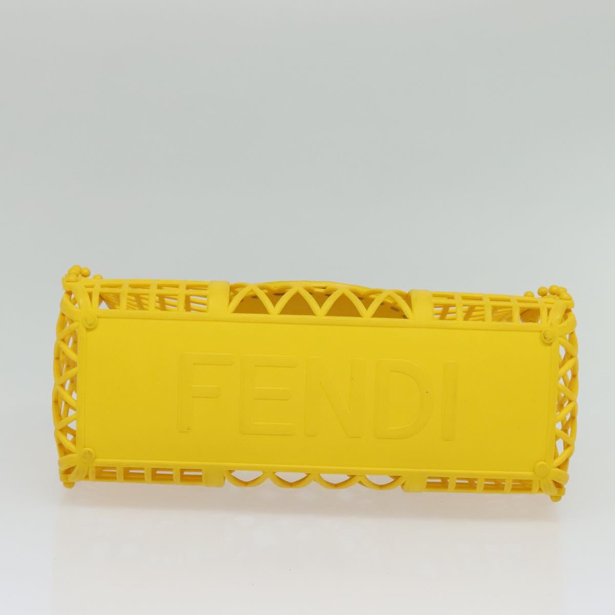 FENDI Basket Hand Bag Plastic Yellow Gold Auth 137182
