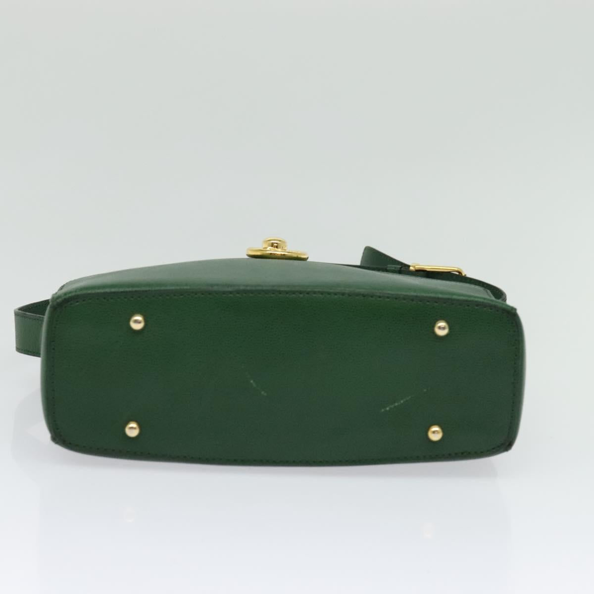 CELINE Shoulder Bag Leather Green Gold Auth 137184