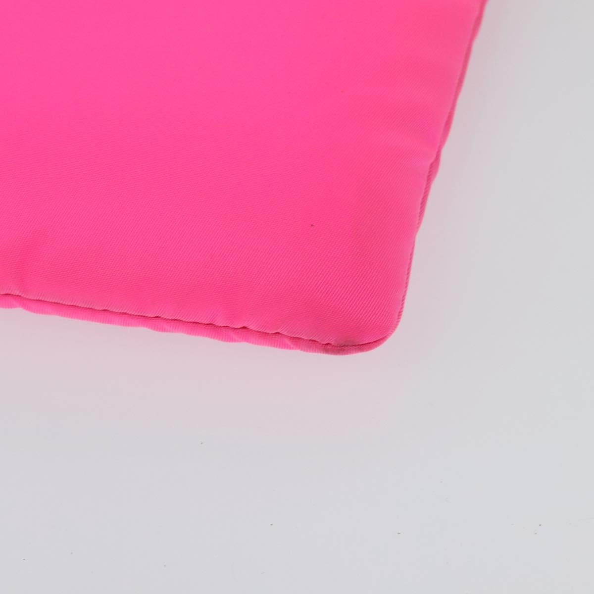 PRADA Chain Clutch Bag Nylon Pink Auth 137210