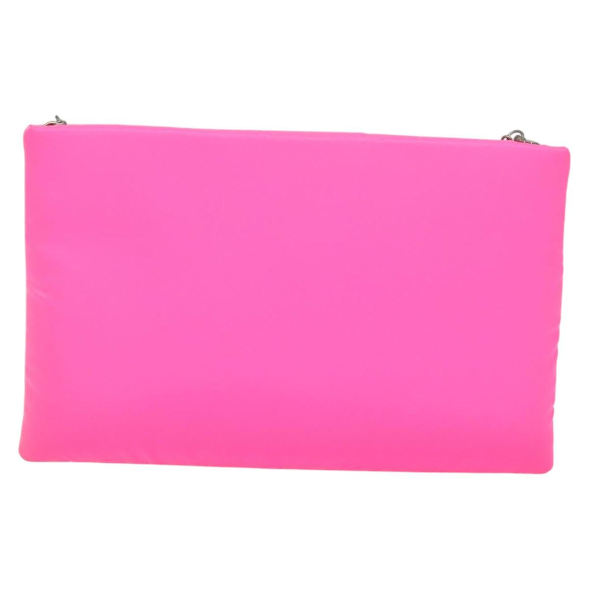 PRADA Chain Clutch Bag Nylon Pink Auth 137210