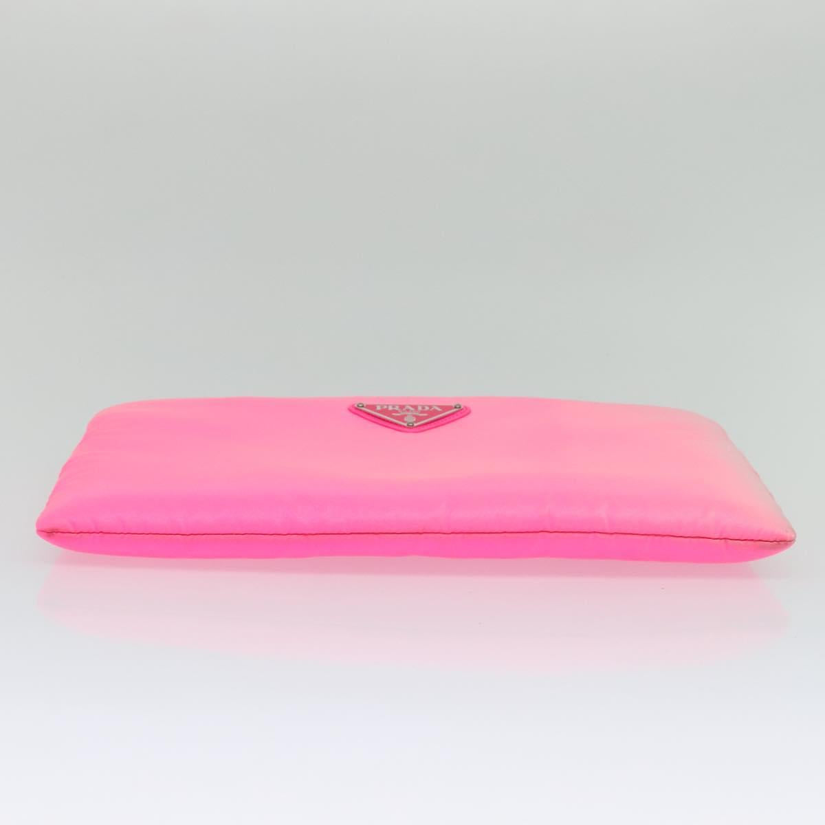 PRADA Chain Clutch Bag Nylon Pink Auth 137210