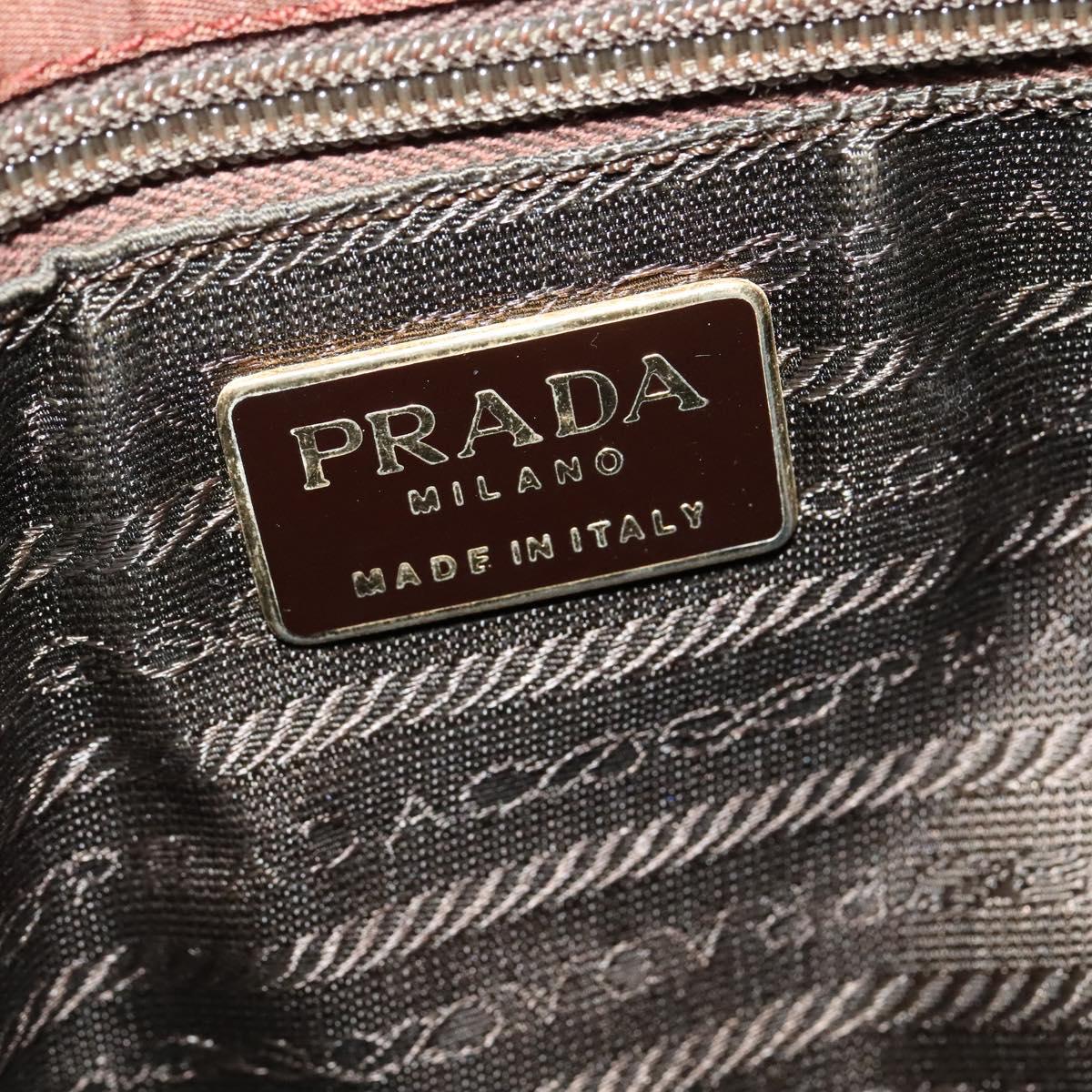 PRADA Chain Tote Bag Nylon Gold Brown Auth 137212