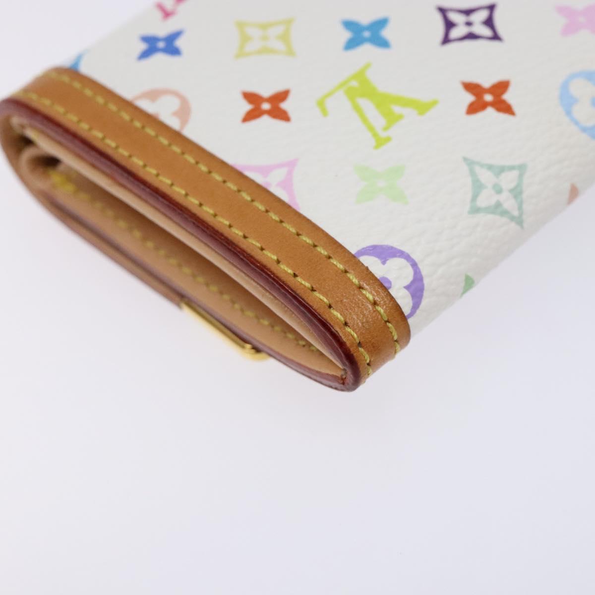 LOUIS VUITTON Multicolor Porte Monnaie Pla Coin Purse White M92657 Auth 137227