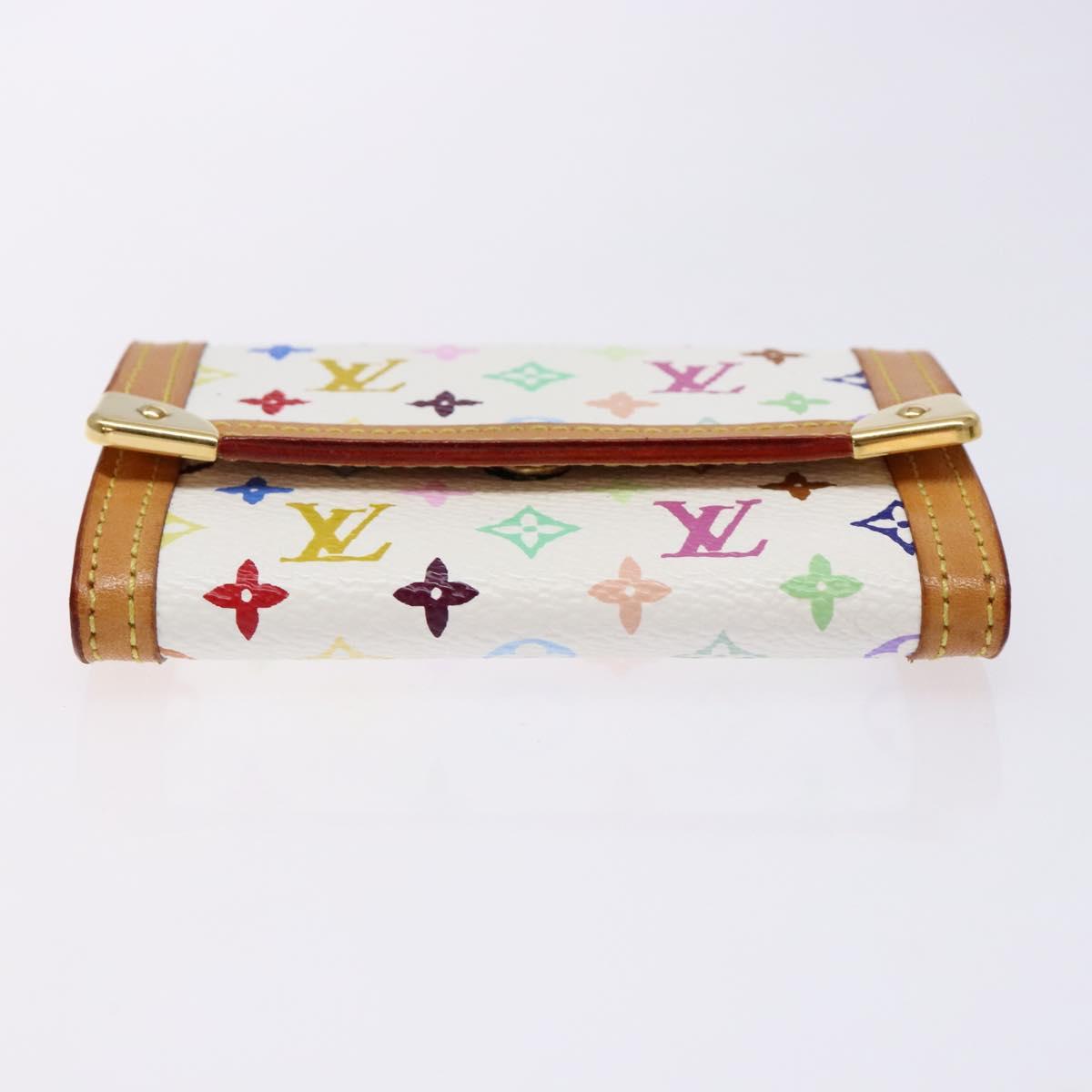 LOUIS VUITTON Multicolor Porte Monnaie Pla Coin Purse White M92657 Auth 137227
