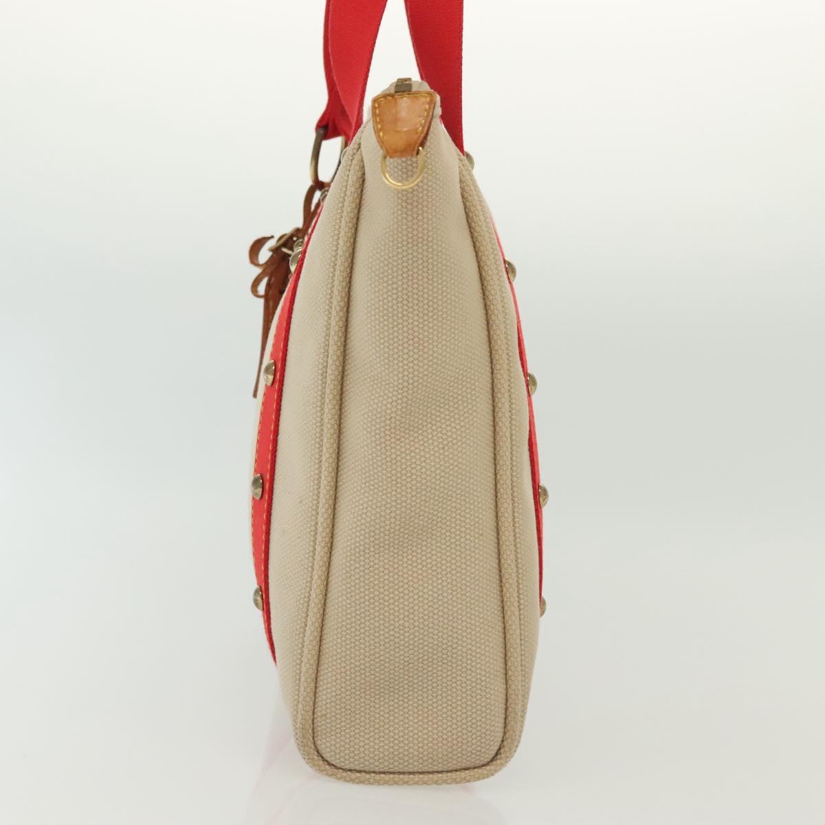 LOUIS VUITTON Antigua Cabas MM Tote Bag Beige Red M40035 LV Auth 137278