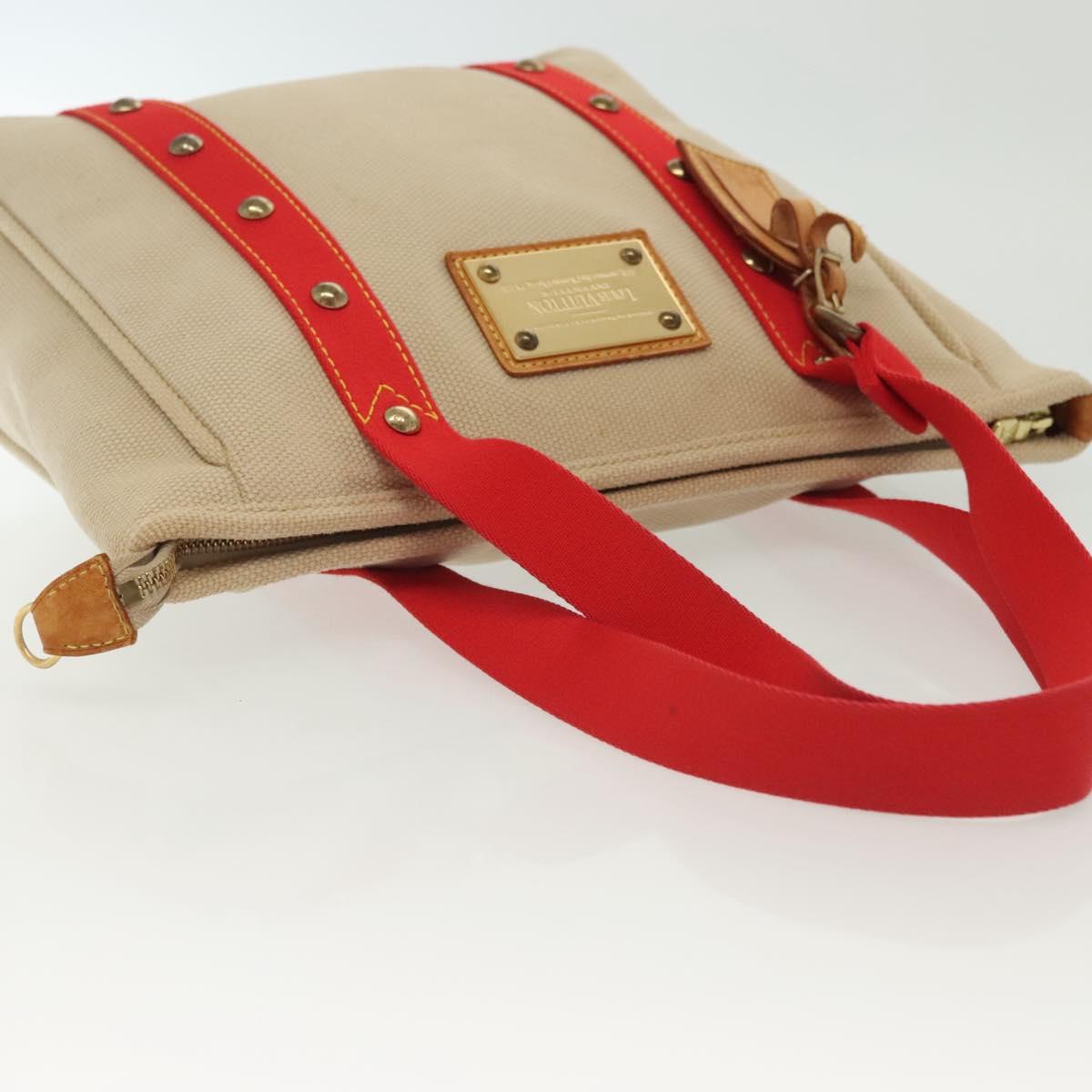 LOUIS VUITTON Antigua Cabas MM Tote Bag Beige Red M40035 LV Auth 137278