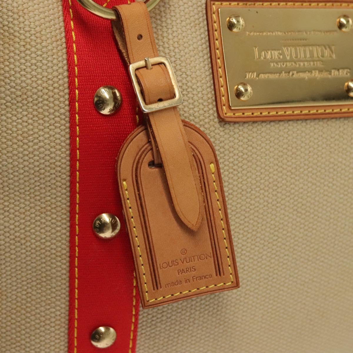 LOUIS VUITTON Antigua Cabas MM Tote Bag Beige Red M40035 LV Auth 137279