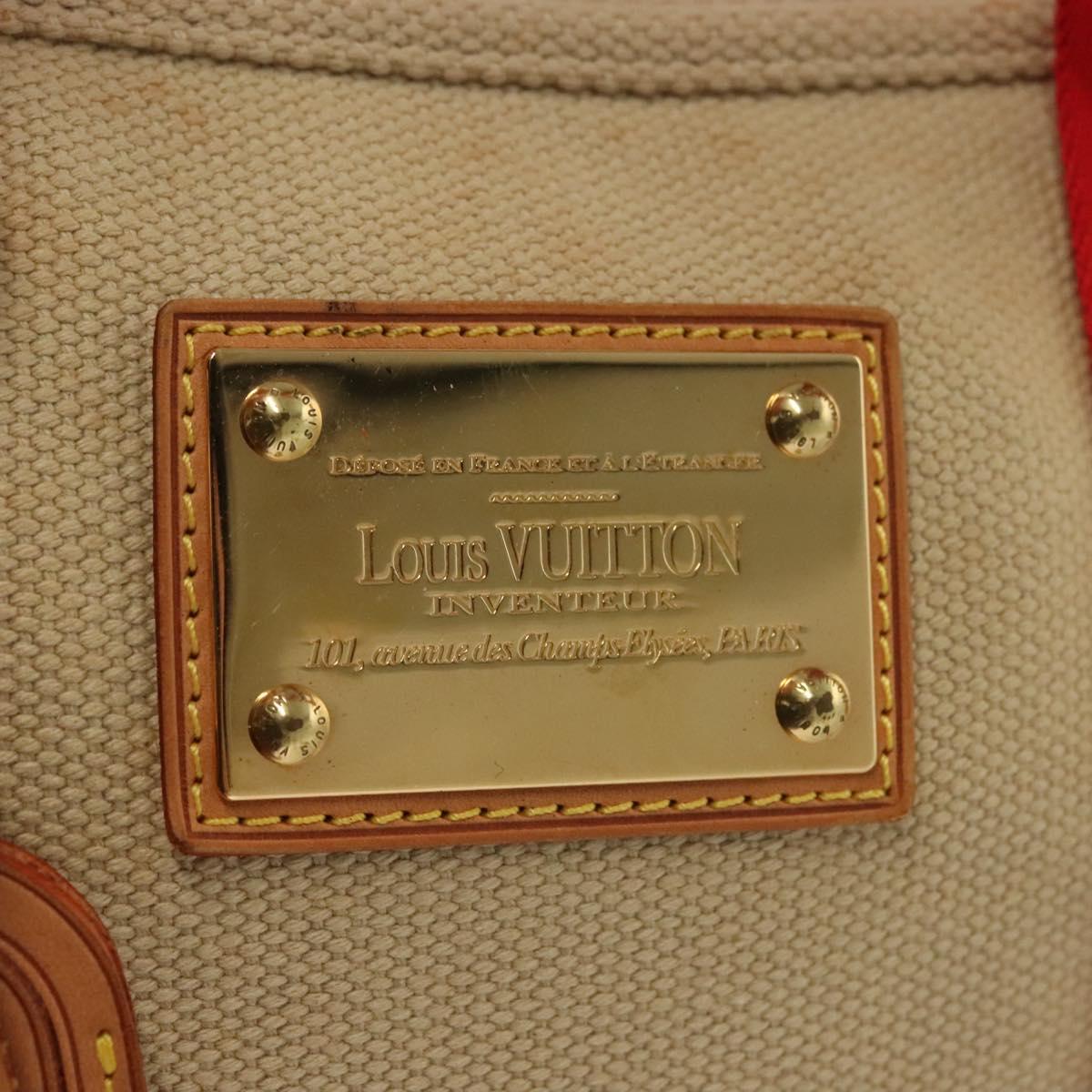 LOUIS VUITTON Antigua Cabas MM Tote Bag Beige Red M40035 LV Auth 137279