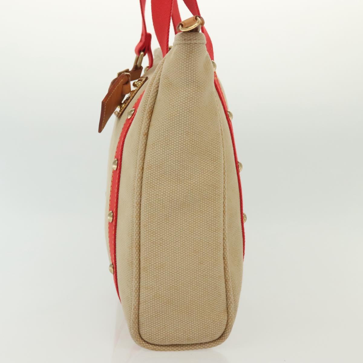 LOUIS VUITTON Antigua Cabas MM Tote Bag Beige Red M40035 LV Auth 137279