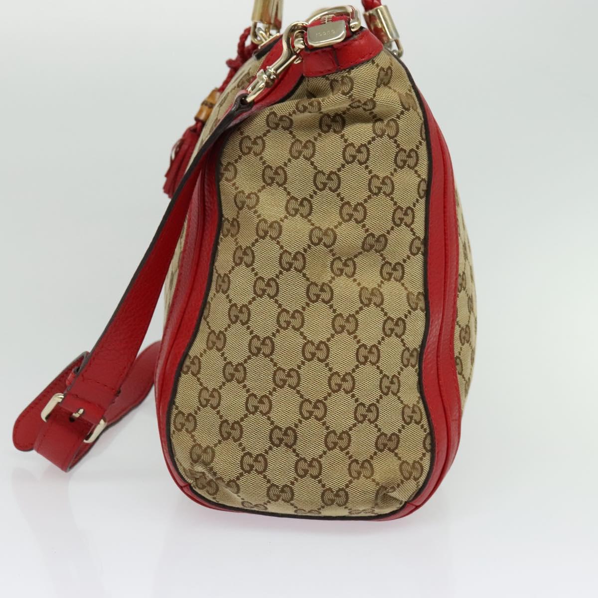 GUCCI GG Canvas Tote Bag 2way Beige Gold 269946 Auth 137280