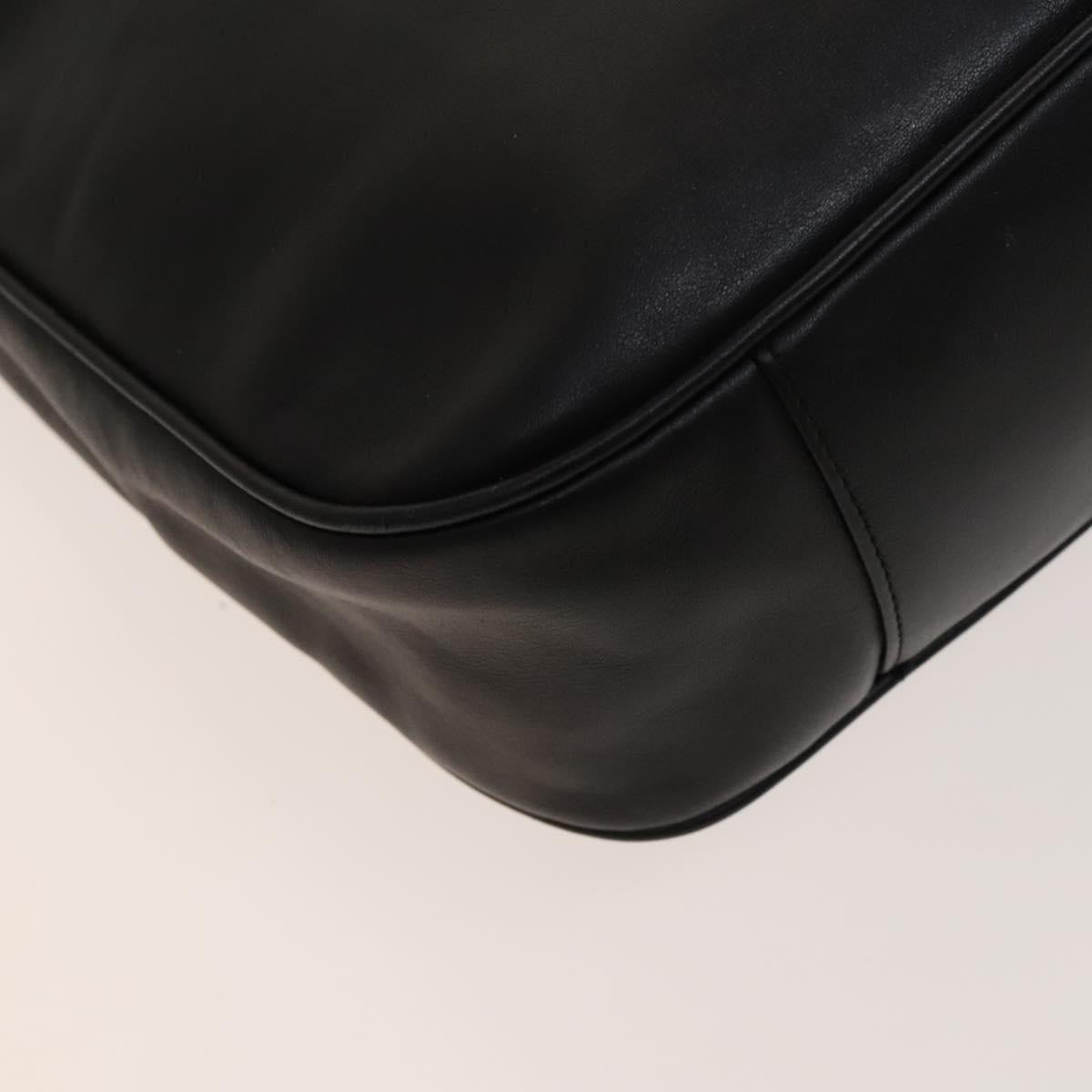 GUCCI Bamboo Hand Bag Leather 2way Black Gold 001 1781 1577 0 Auth 137281