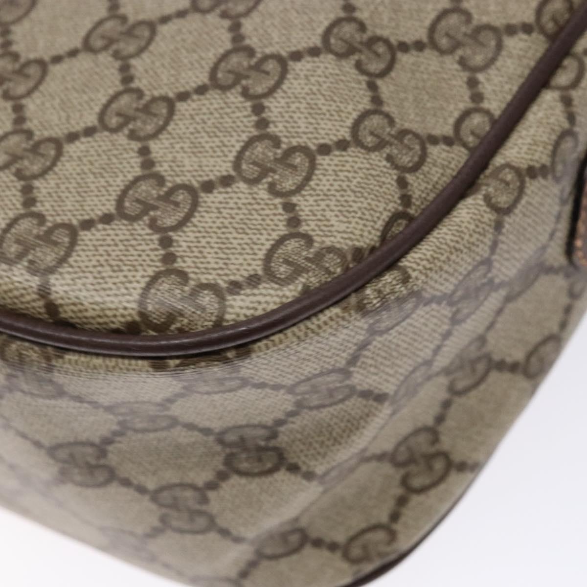 GUCCI GG Supreme Web Sherry Line Bag PVC Beige Gold 89 02 032 Auth 137285