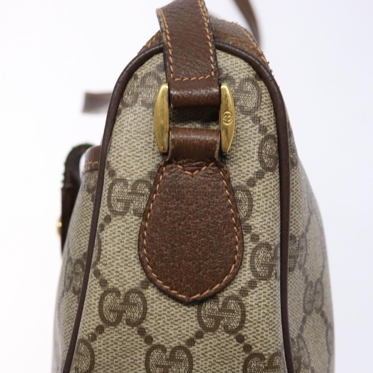 GUCCI GG Supreme Web Sherry Line Bag PVC Beige Gold 89 02 032 Auth 137285