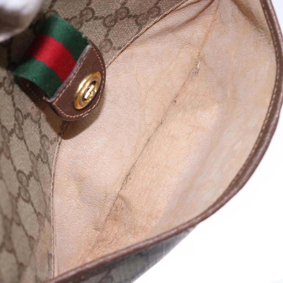 GUCCI GG Supreme Web Sherry Line Bag PVC Beige Gold 89 02 032 Auth 137285