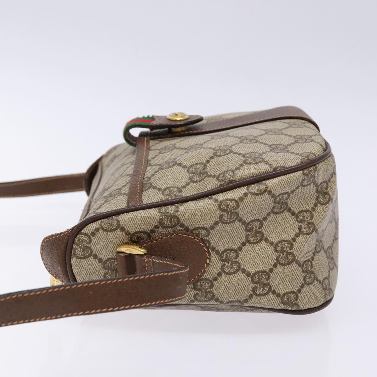 GUCCI GG Supreme Web Sherry Line Bag PVC Beige Gold 89 02 032 Auth 137285