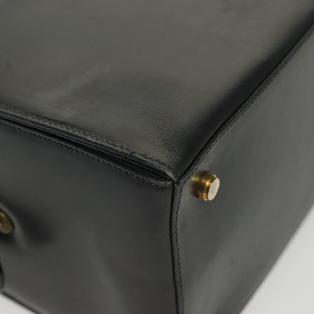 Salvatore Ferragamo Gancini Hand Bag Leather Black Gold Auth 137288