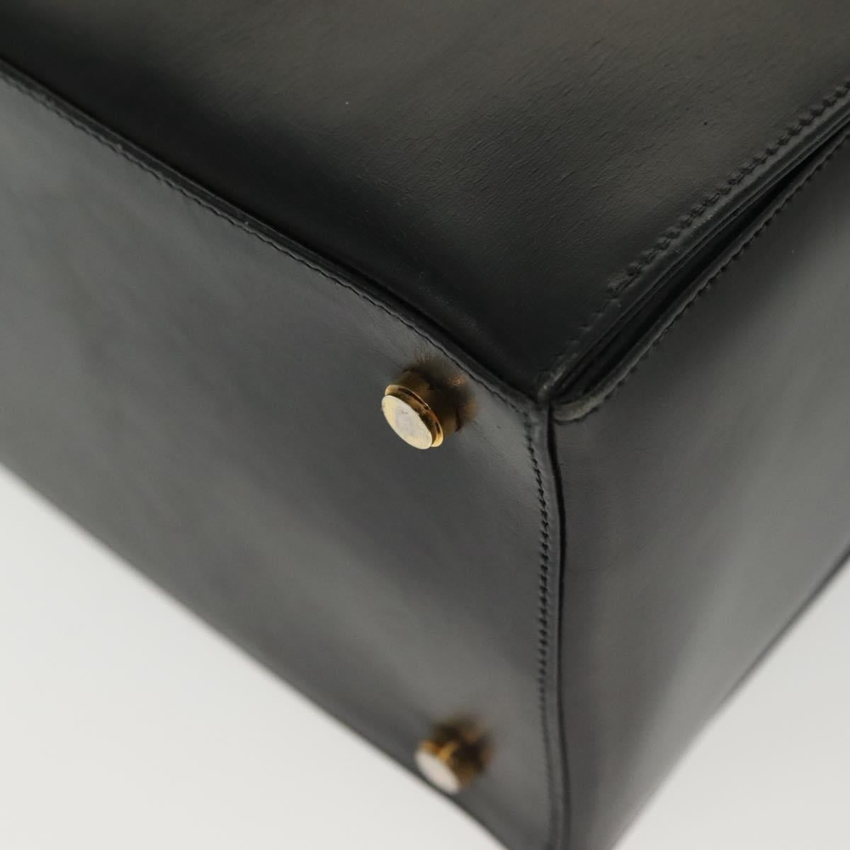 Salvatore Ferragamo Gancini Hand Bag Leather Black Gold Auth 137288