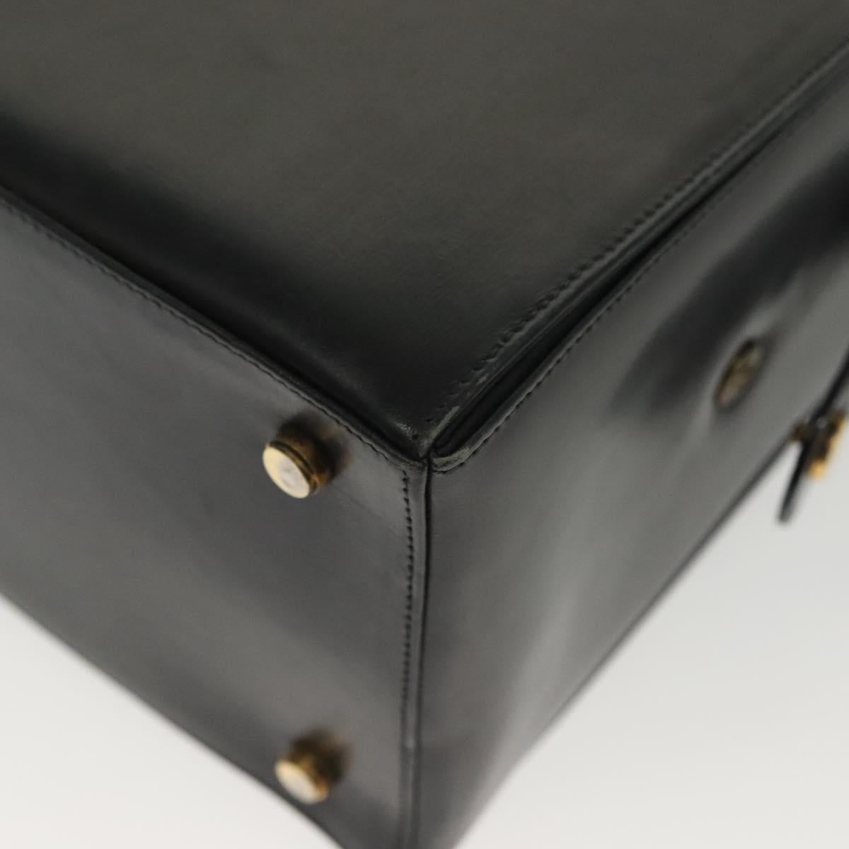 Salvatore Ferragamo Gancini Hand Bag Leather Black Gold Auth 137288