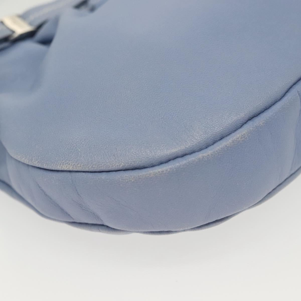 Salvatore Ferragamo Vala Shoulder Bag Leather Light Blue Silver Auth 137289