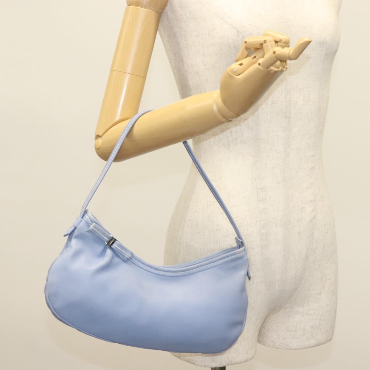 Salvatore Ferragamo Vala Shoulder Bag Leather Light Blue Silver Auth 137289