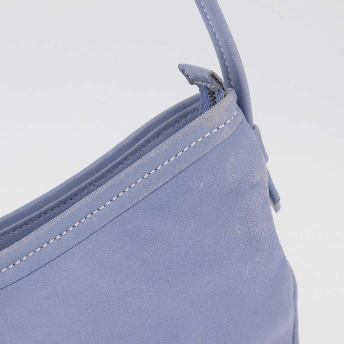 Salvatore Ferragamo Vala Shoulder Bag Leather Light Blue Silver Auth 137289