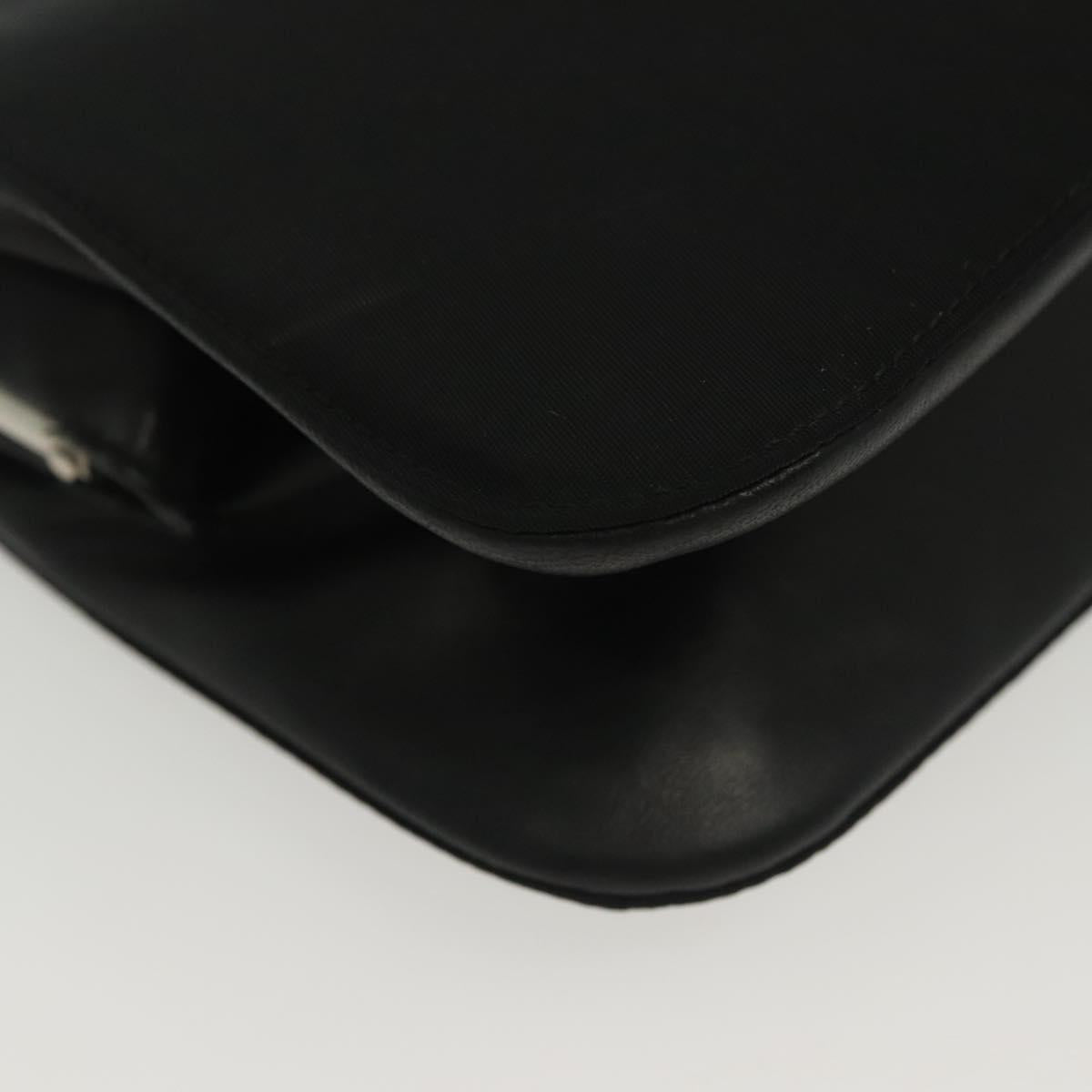 PRADA Shoulder Bag Nylon Leather Black Silver Auth 137290