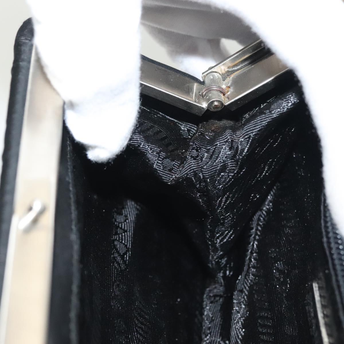 PRADA Shoulder Bag Nylon Leather Black Silver Auth 137290