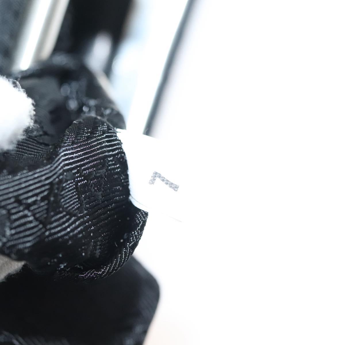 PRADA Shoulder Bag Nylon Leather Black Silver Auth 137290