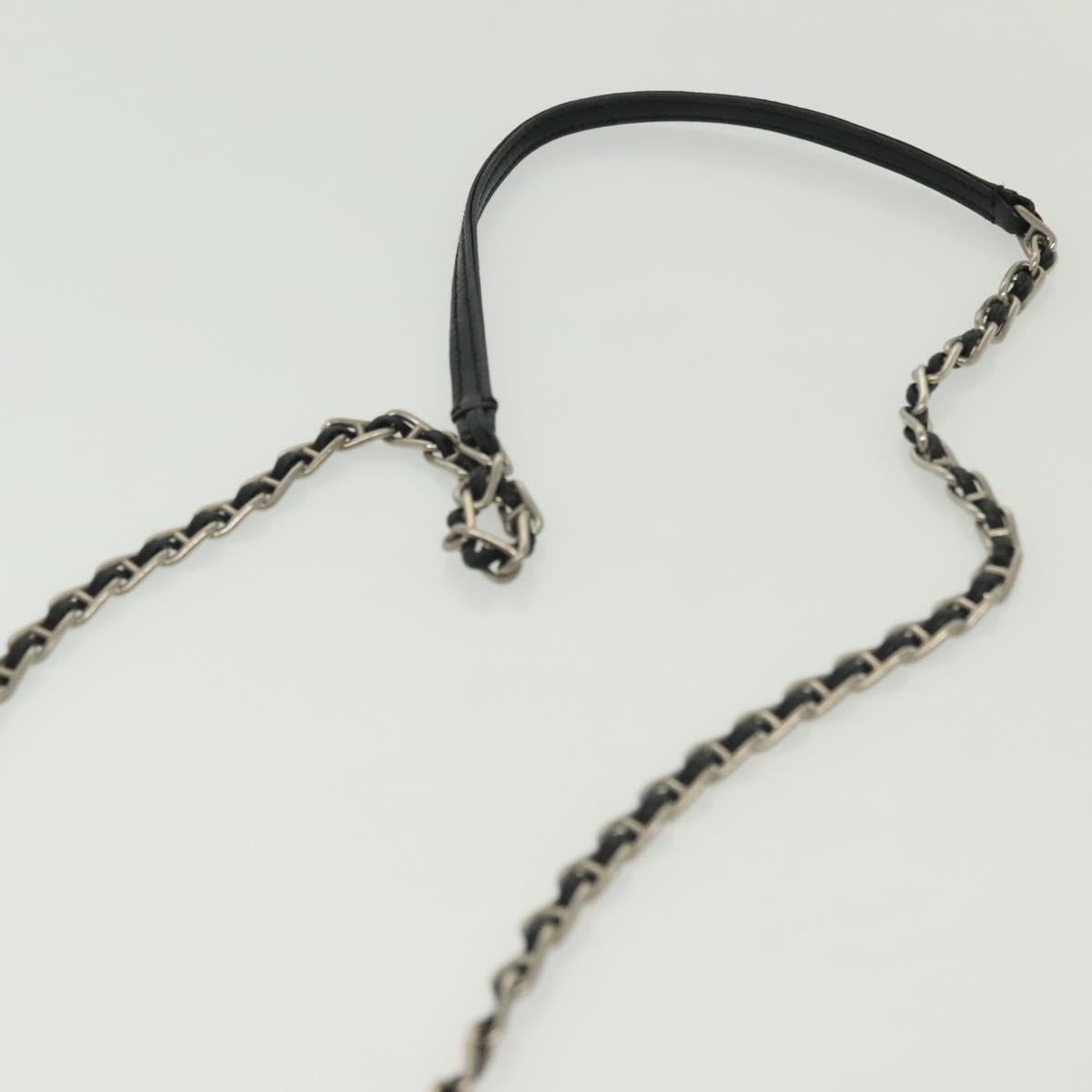 PRADA Shoulder Bag Nylon Leather Black Silver Auth 137290