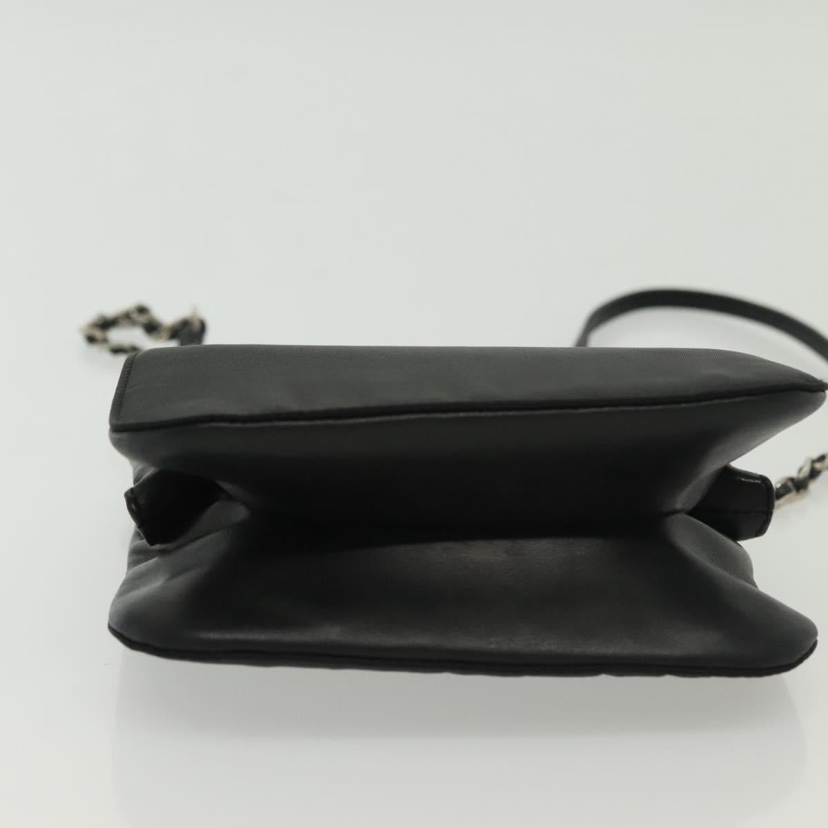 PRADA Shoulder Bag Nylon Leather Black Silver Auth 137290